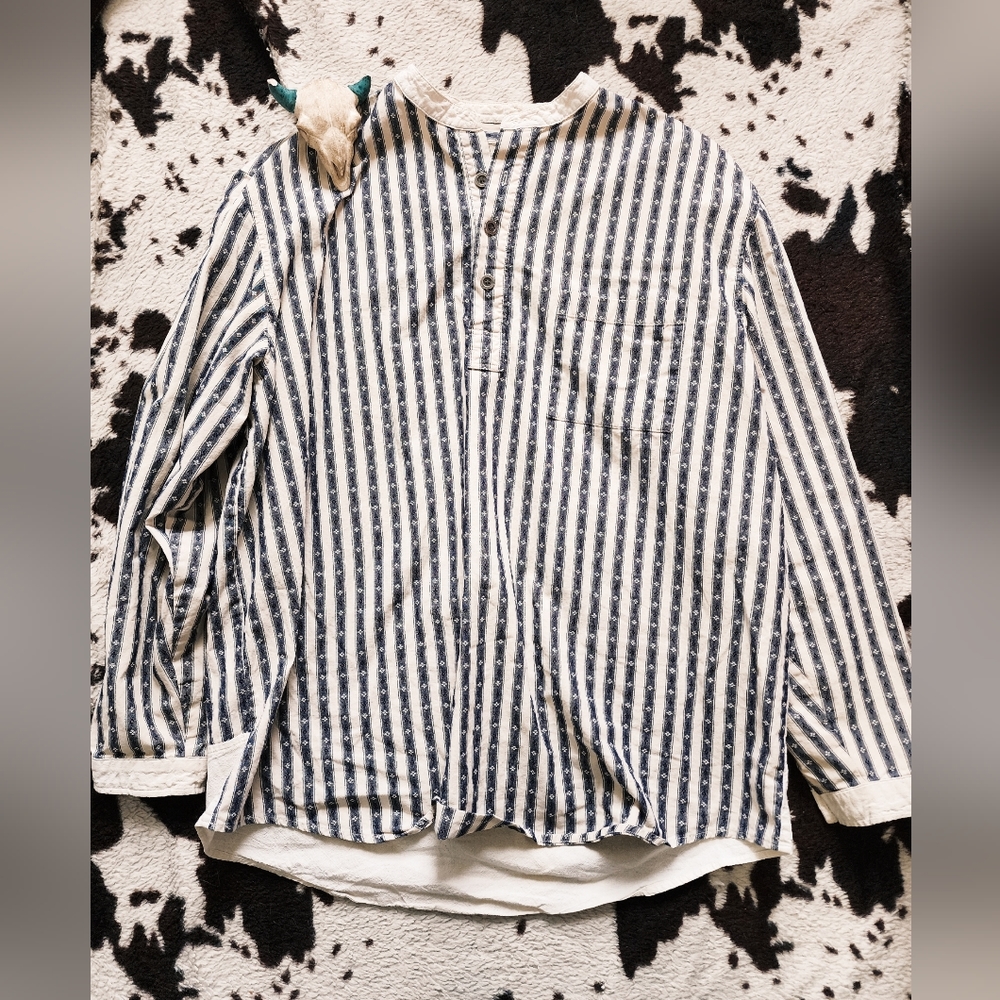 Scully Blue and White Striped Men's Dress Shirt